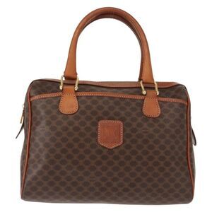 Celine Vintage Macadam Handbag Canvas And Leather Brown Canvas Handbag